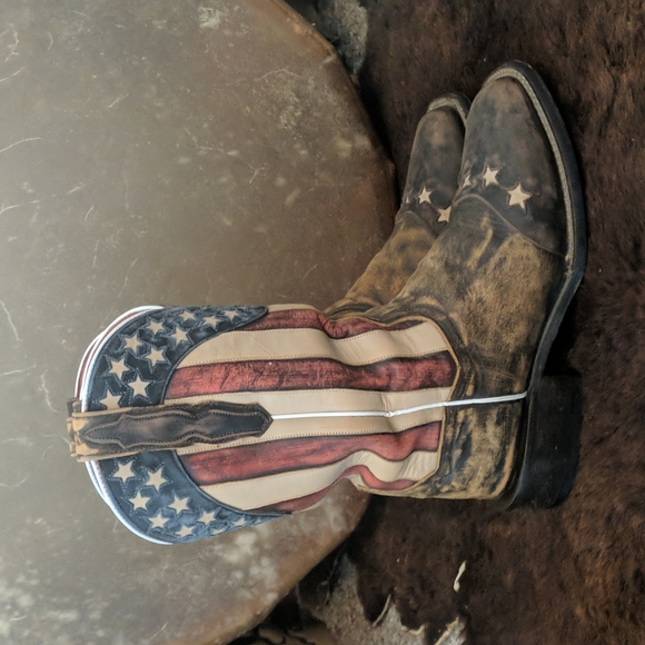 DAN POST DP3914 "Betsy" American Flag cowgirl western boots square toe sz 8.5 - Picture 8 of 16